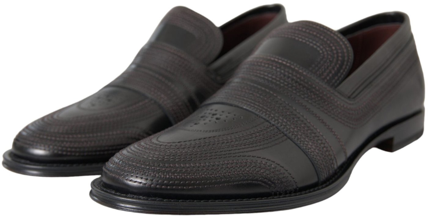Dolce & Gabbana Black Brown Leather Loafer Men Dress Shoes