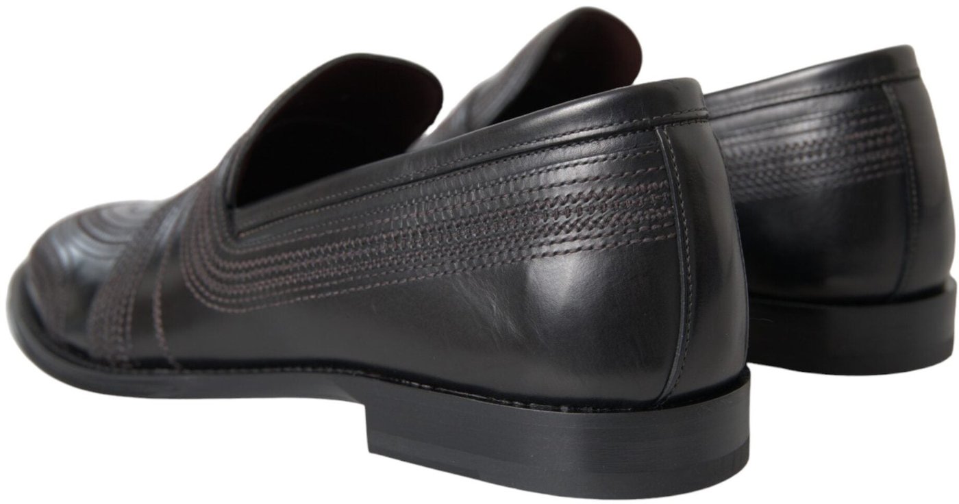 Dolce & Gabbana Black Brown Leather Loafer Men Dress Shoes