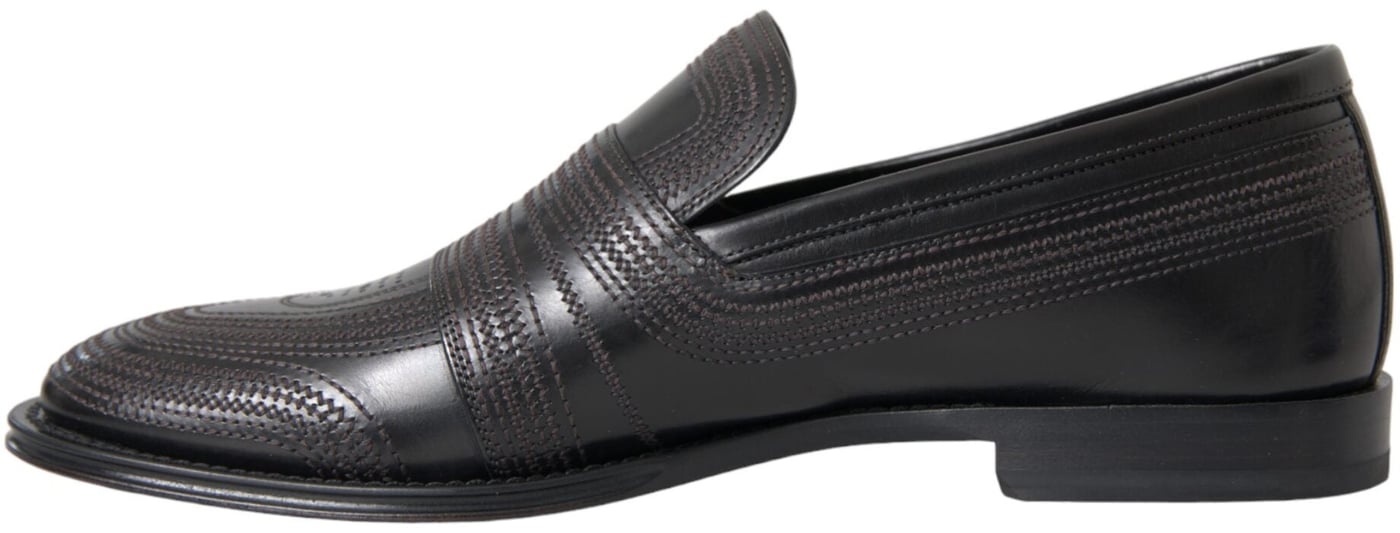 Dolce & Gabbana Black Brown Leather Loafer Men Dress Shoes
