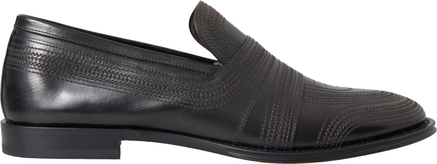 Dolce & Gabbana Black Brown Leather Loafer Men Dress Shoes