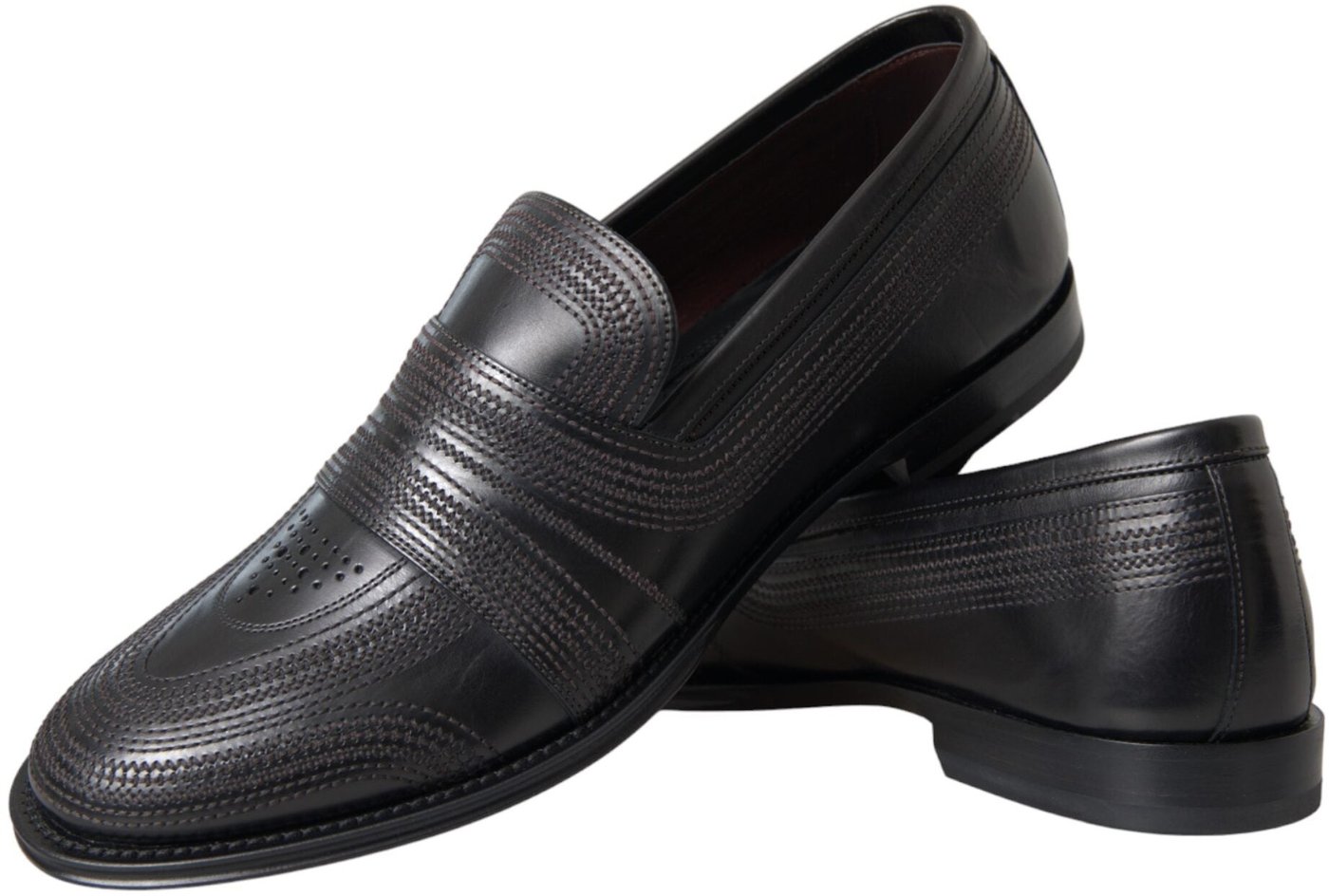 Dolce & Gabbana Black Brown Leather Loafer Men Dress Shoes