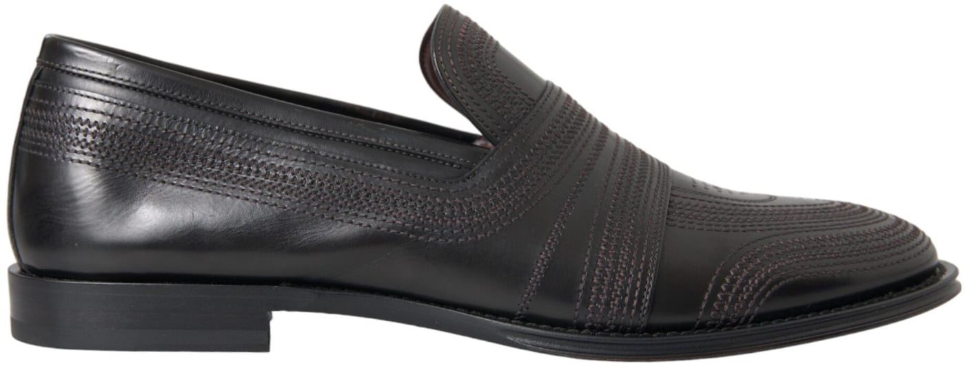 Dolce & Gabbana Black Brown Leather Loafer Men Dress Shoes