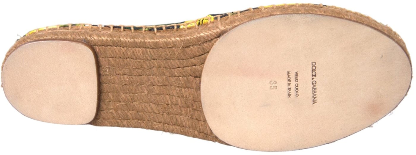 Dolce & Gabbana Multicolor Lemon Slip On Espadrilles Shoes