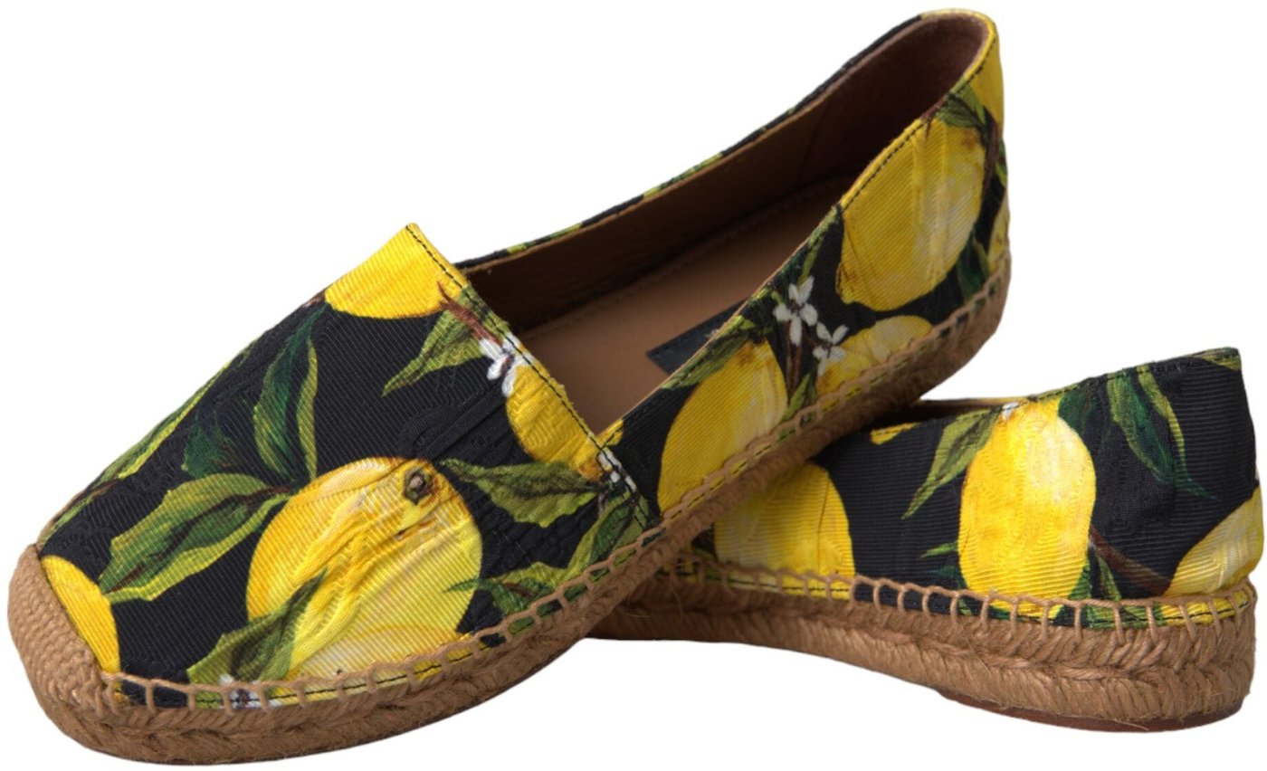 Dolce & Gabbana Multicolor Lemon Slip On Espadrilles Shoes