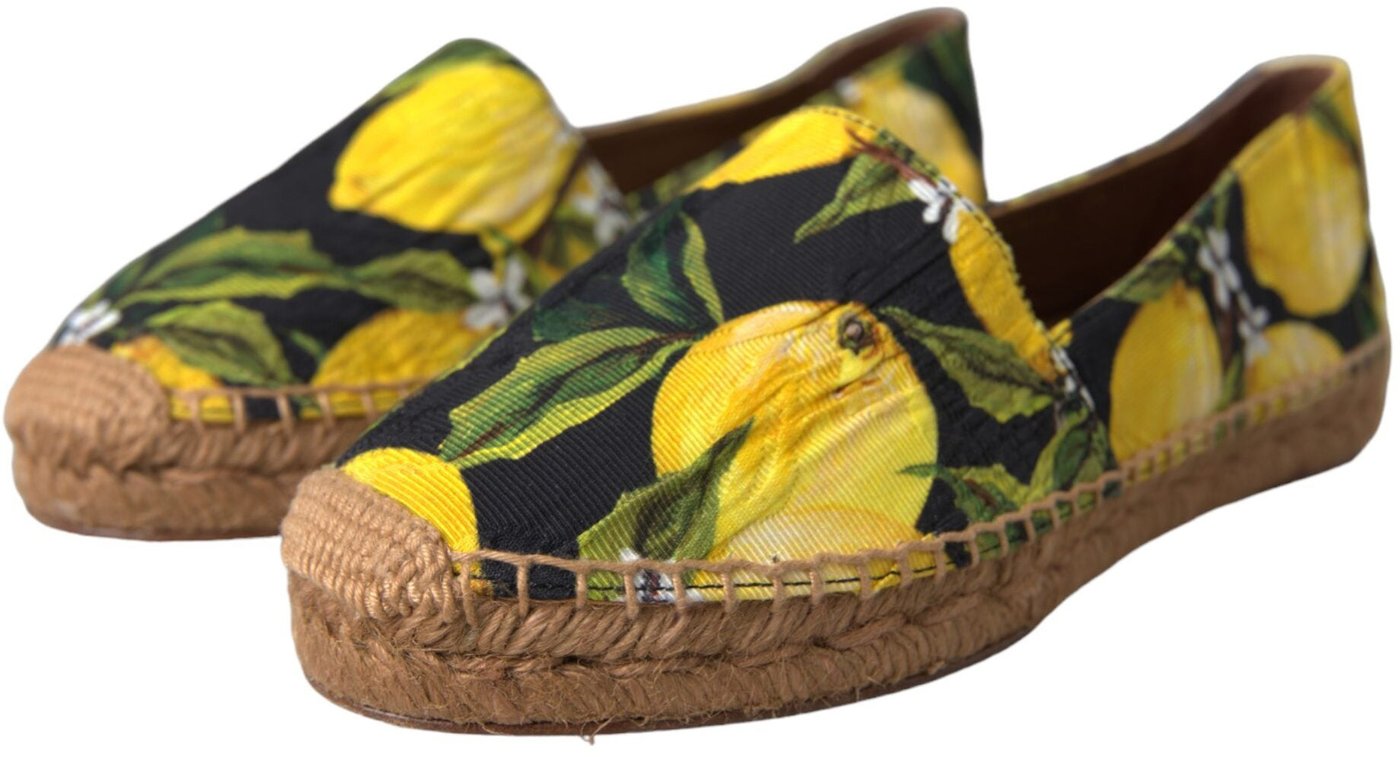 Dolce & Gabbana Multicolor Lemon Slip On Espadrilles Shoes