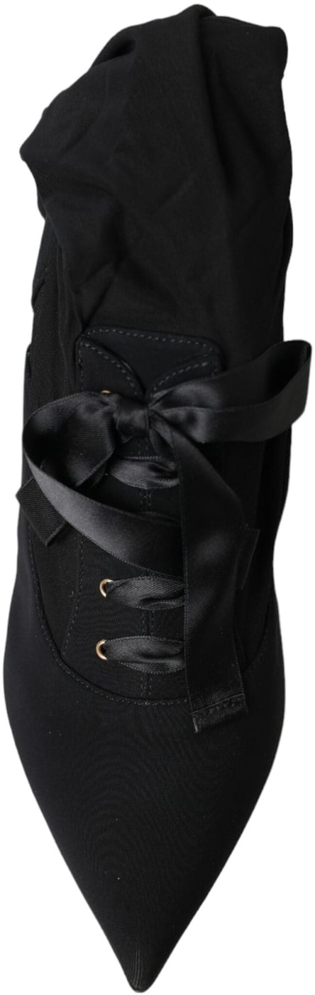 Dolce & Gabbana Black Stiletto Heels Mid Calf Boots Shoes