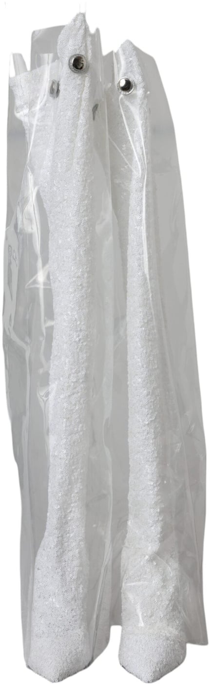 Dolce & Gabbana White Heels Stiletto Knee High Boots Shoes