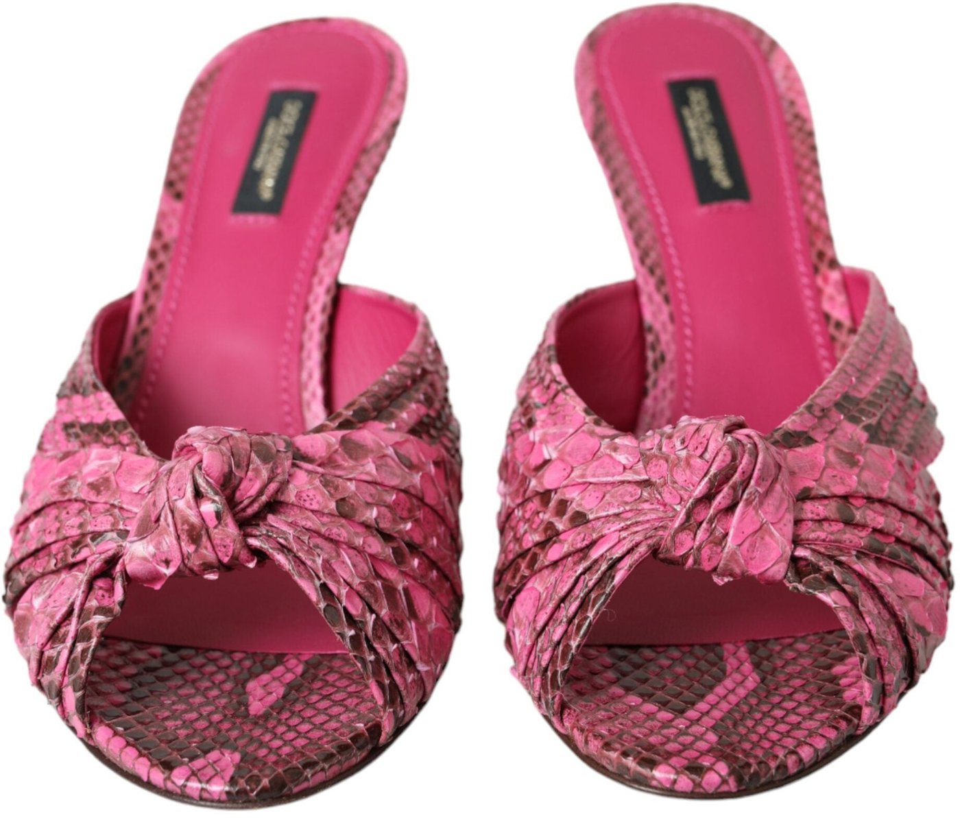 Dolce & Gabbana Pink Exotic Leather Kitten Heels Slides Shoes