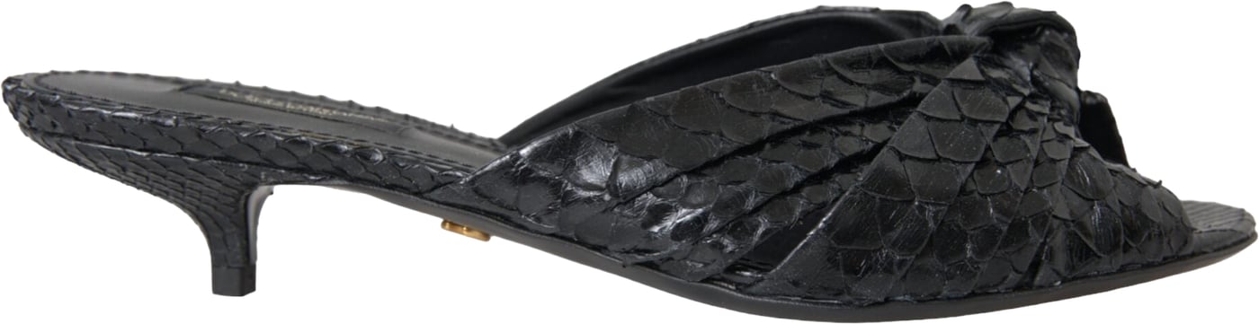 Dolce & Gabbana Black Exotic Leather Heels Slides Shoes