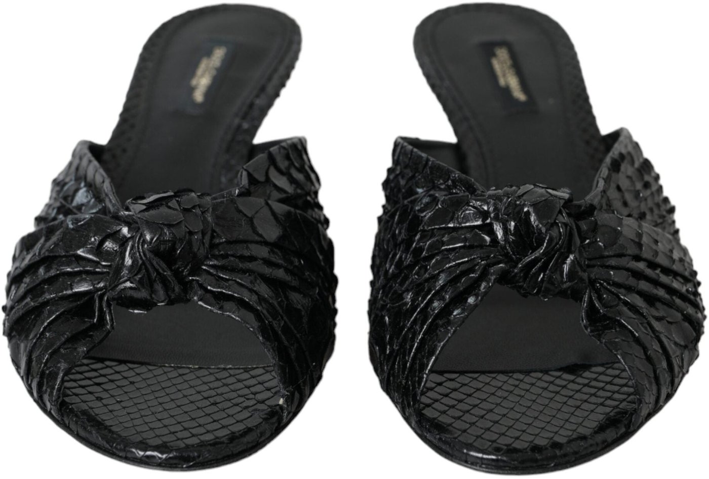 Dolce & Gabbana Black Exotic Leather Heels Slides Shoes