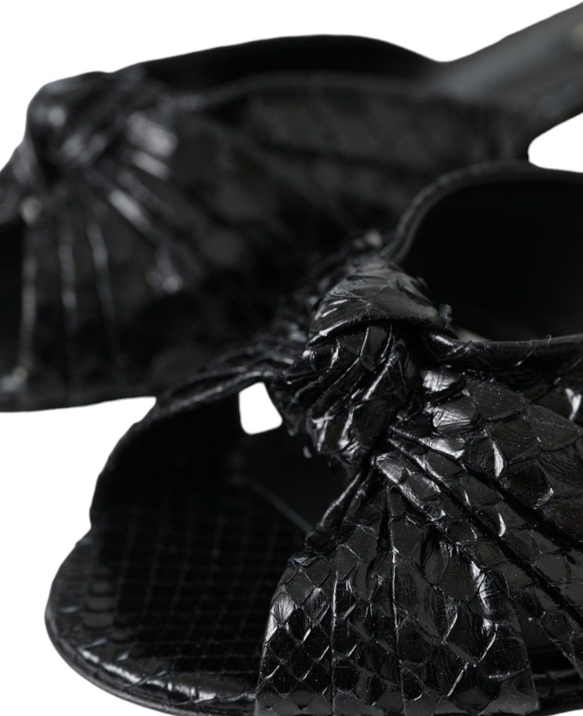 Dolce & Gabbana Black Exotic Leather Heels Slides Shoes