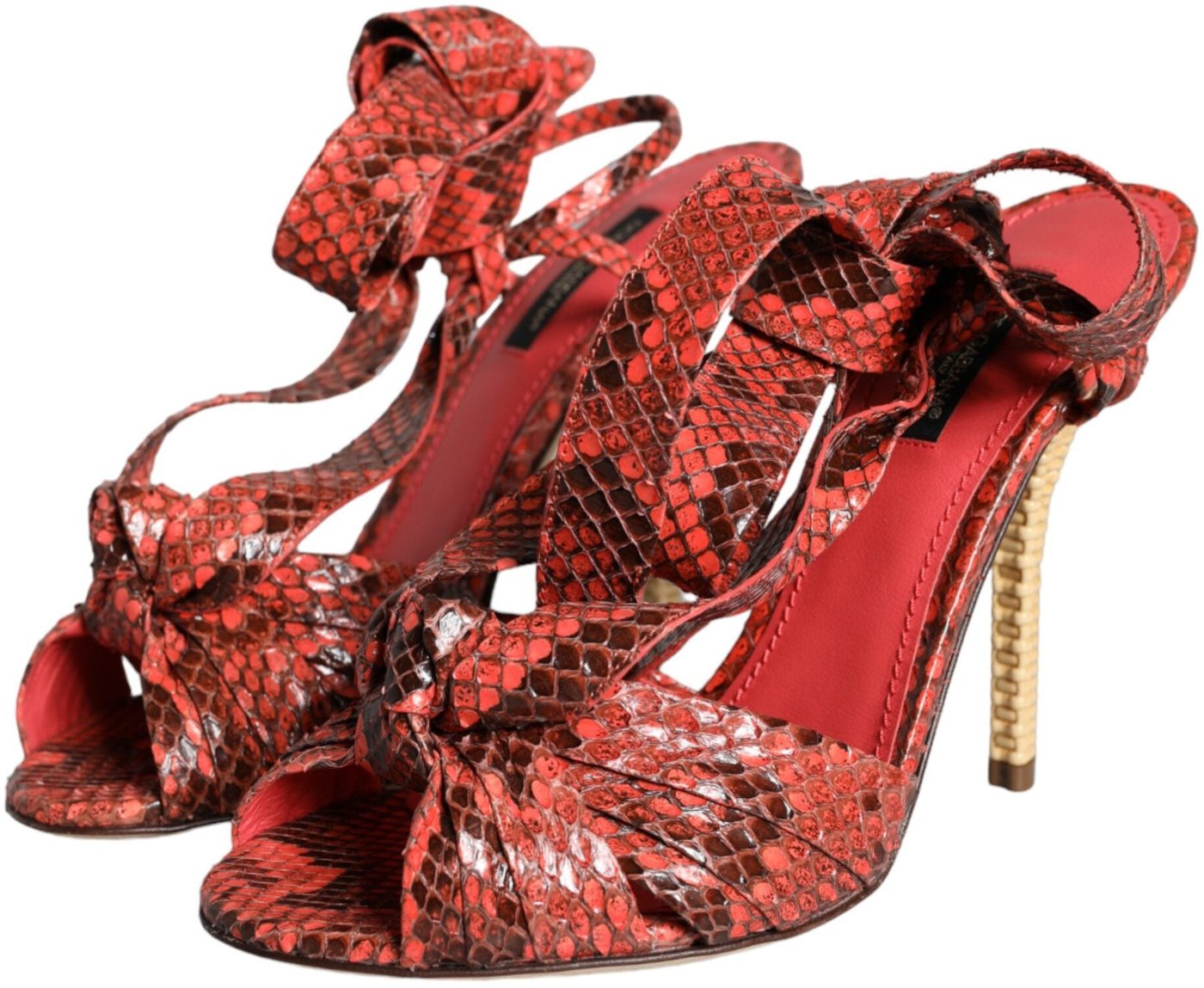 Dolce & Gabbana Coral Exotic Leather Heels Sandals Shoes