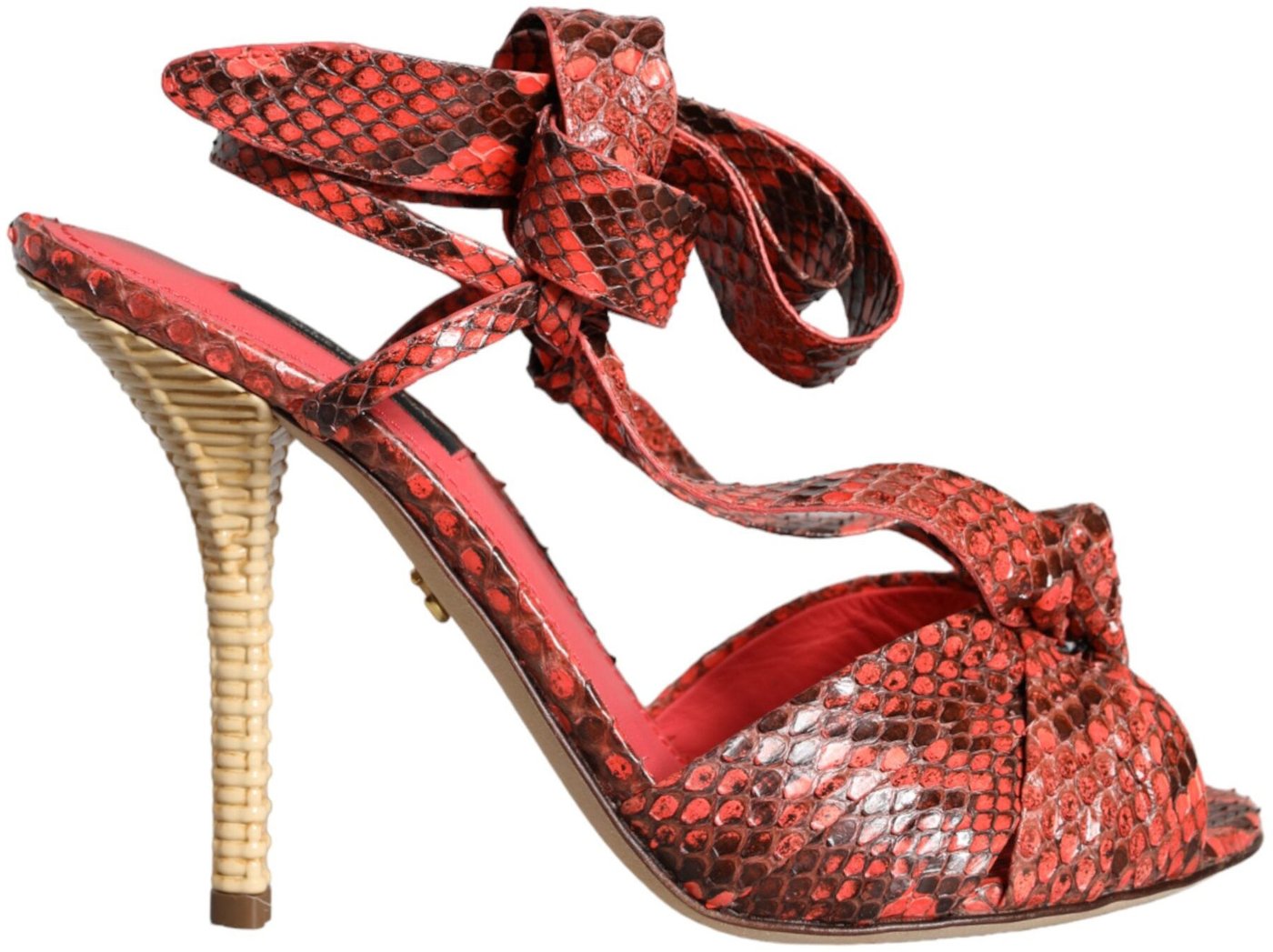 Dolce & Gabbana Coral Exotic Leather Heels Sandals Shoes
