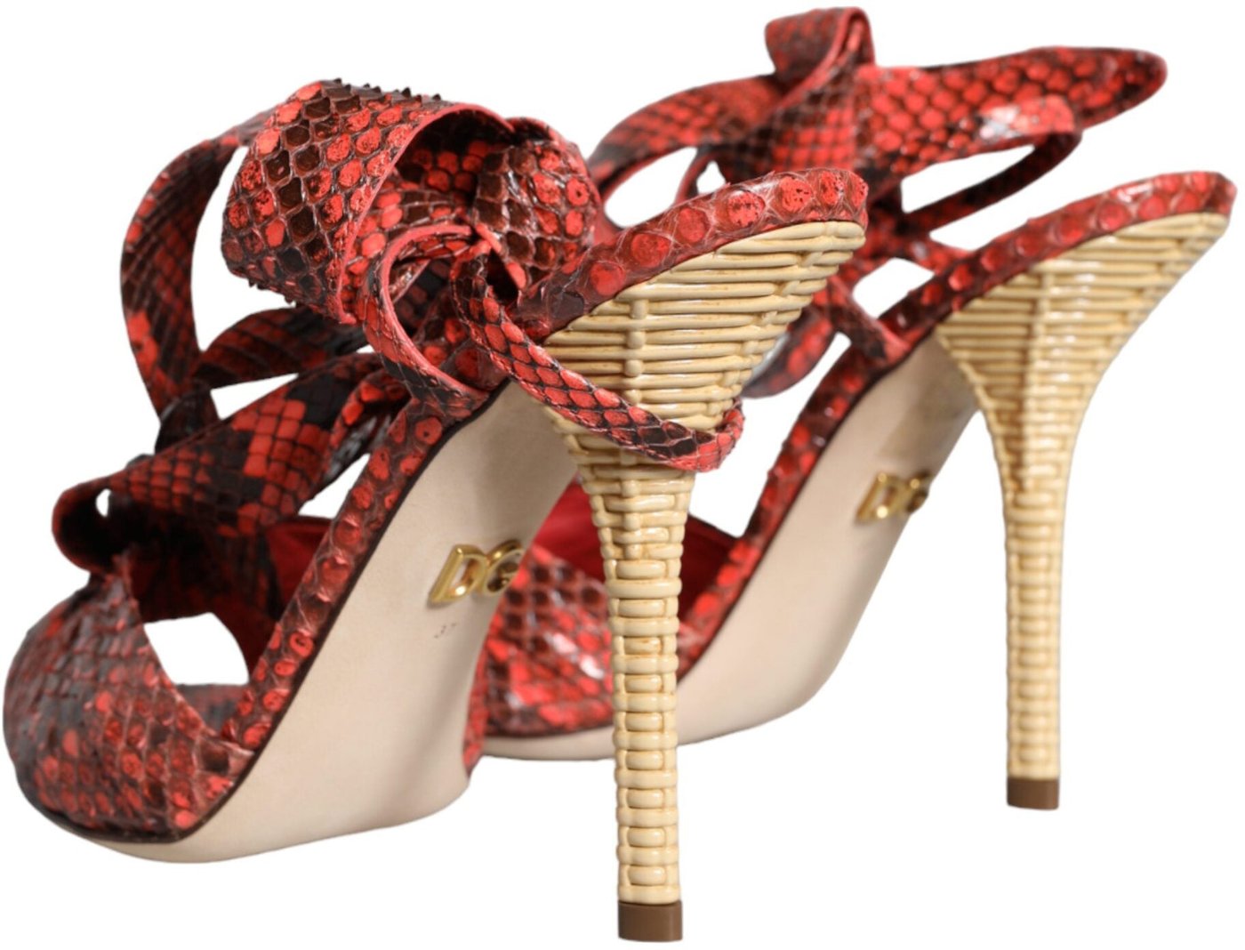 Dolce & Gabbana Coral Exotic Leather Heels Sandals Shoes