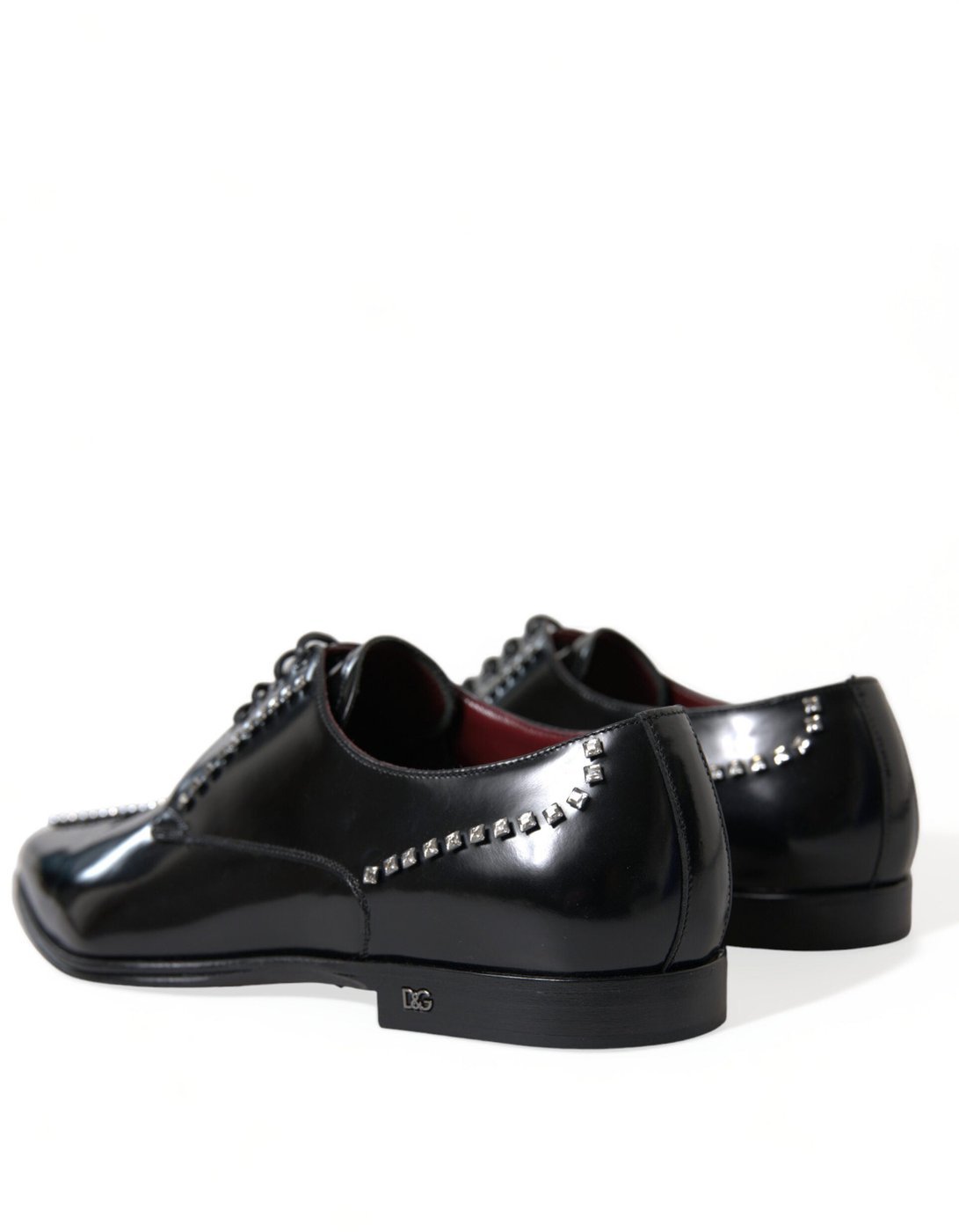 Dolce & Gabbana Black Leather Crystal Dress Formal Shoes