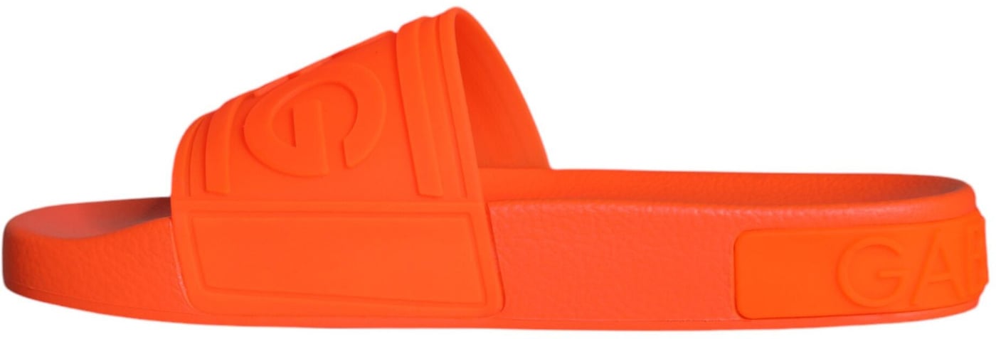 Dolce & Gabbana Orange Rubber Slides Sandals Beachwear Shoes