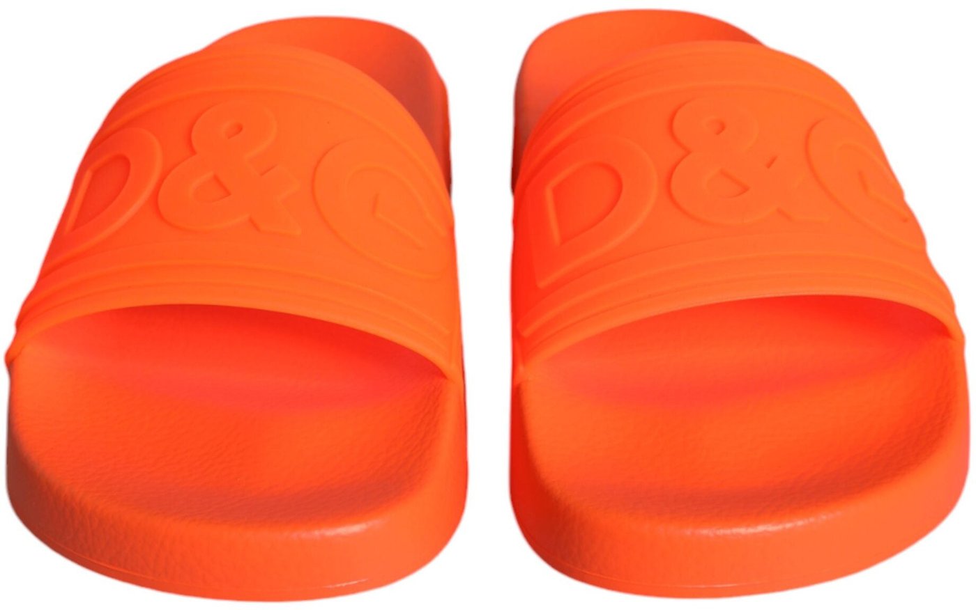 Dolce & Gabbana Orange Rubber Slides Sandals Beachwear Shoes
