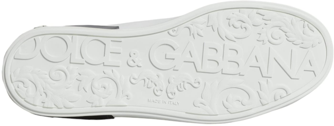 Dolce & Gabbana White Leather Logo Portofino Sneaker Shoes