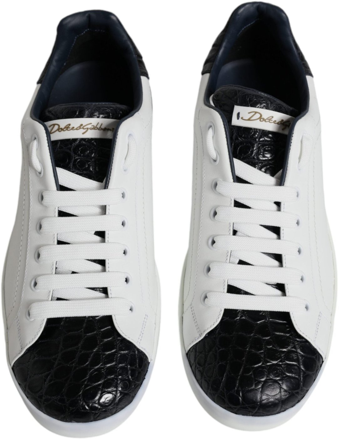 Dolce & Gabbana White Leather Logo Portofino Sneaker Shoes