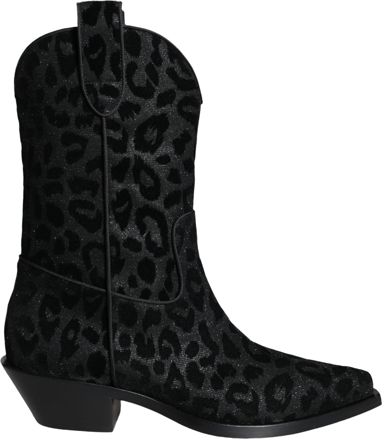Dolce & Gabbana Black Gray Leopard Cowboy Boots Shoes