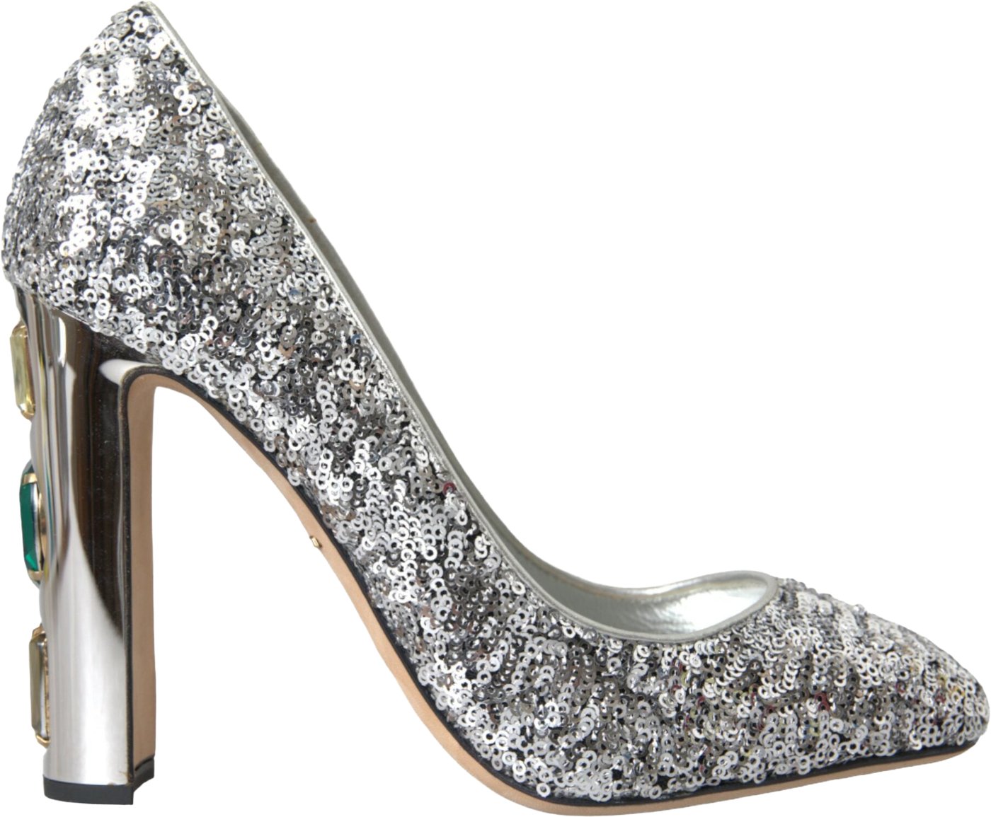 Dolce & Gabbana Silver Sequin Embellished Heels Pumps Shoes