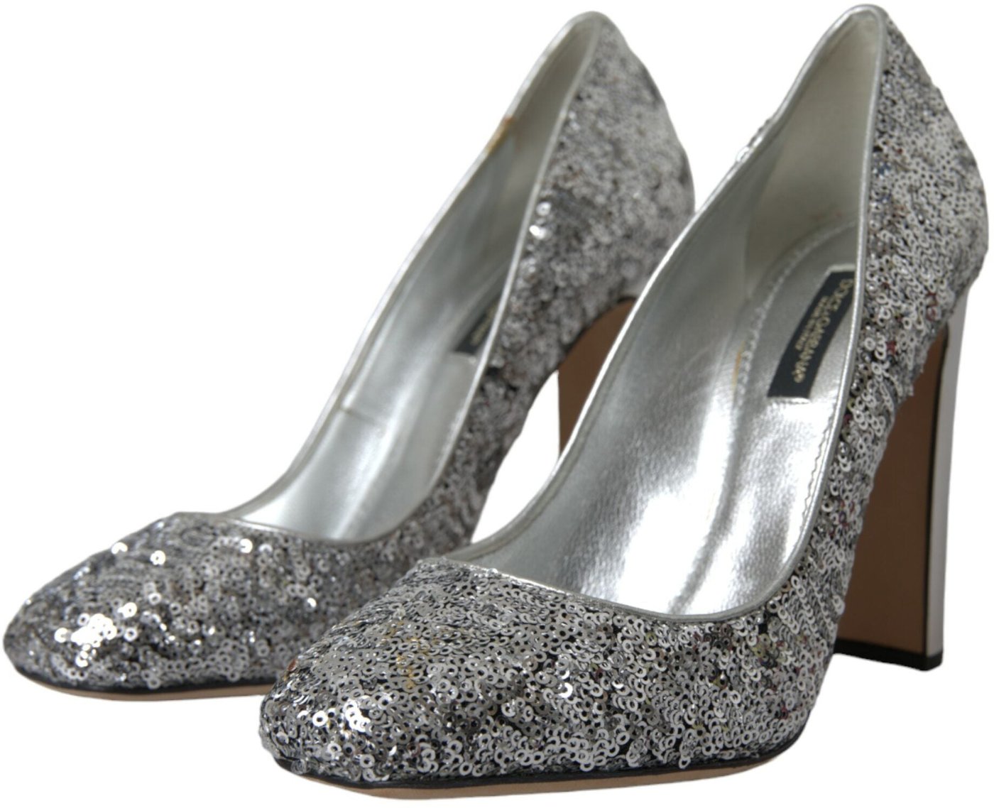 Dolce & Gabbana Silver Sequin Embellished Heels Pumps Shoes