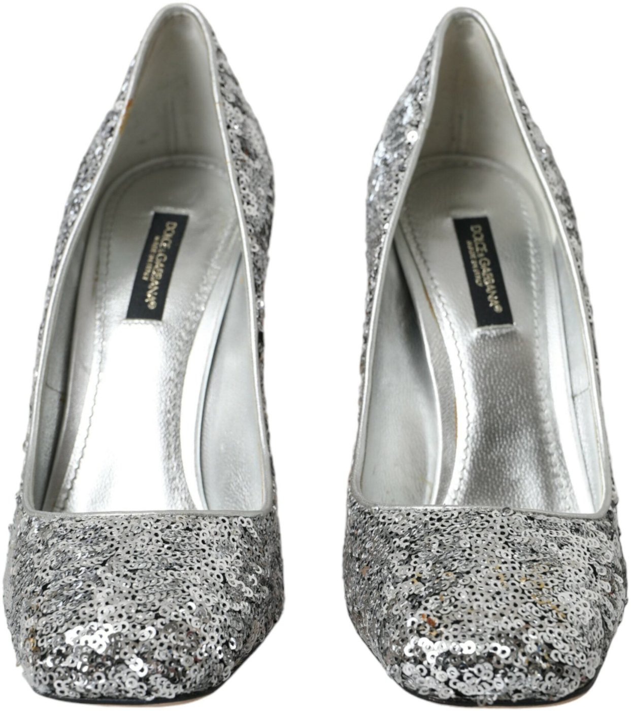 Dolce & Gabbana Silver Sequin Embellished Heels Pumps Shoes