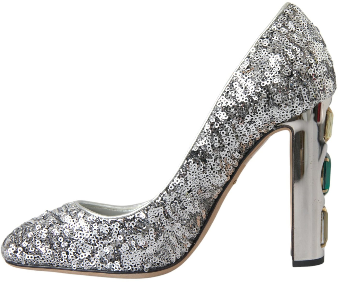 Dolce & Gabbana Silver Sequin Embellished Heels Pumps Shoes