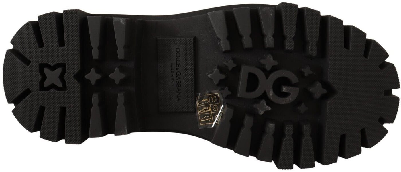Dolce & Gabbana Black Leather Studded Combat Boots
