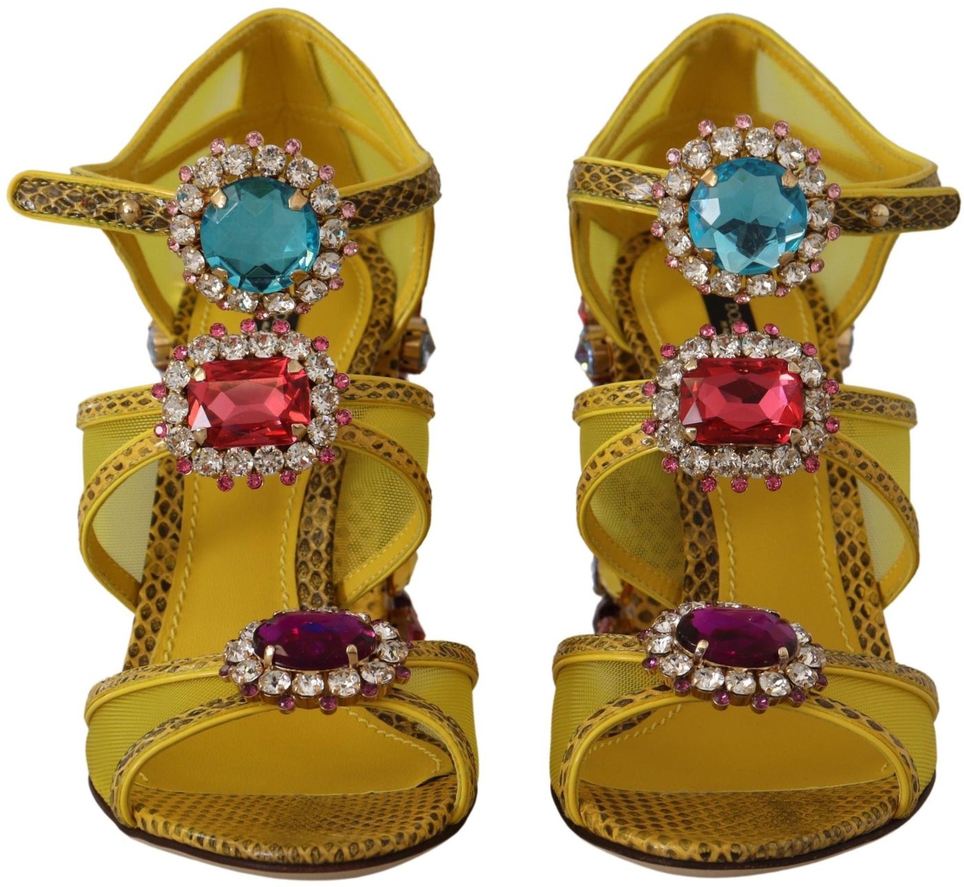 Dolce & Gabbana Yellow Leather Crystal Ayers Sandals Shoes