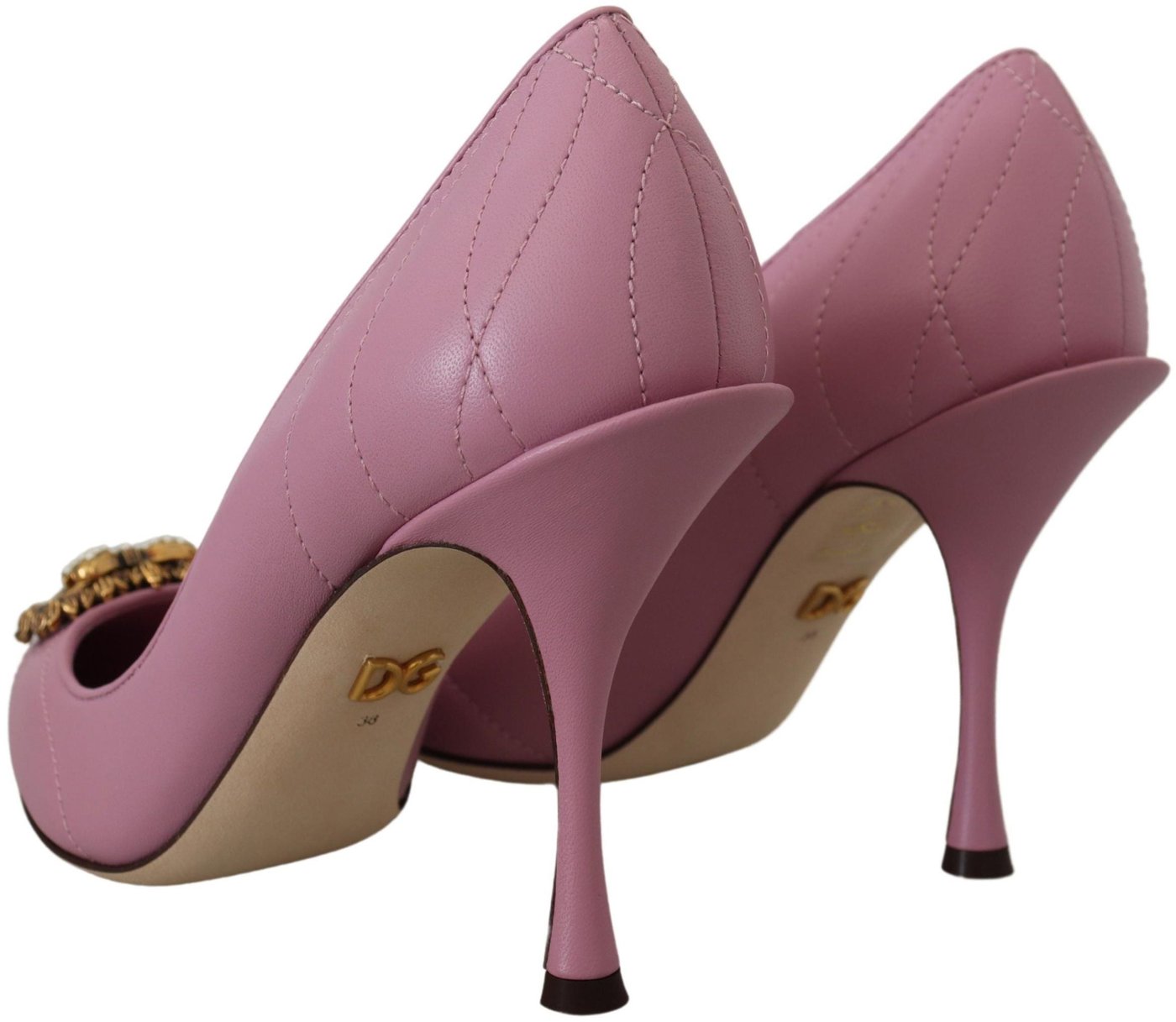 Dolce & Gabbana Pink Leather Heart DEVOTION Heels Pumps Shoes