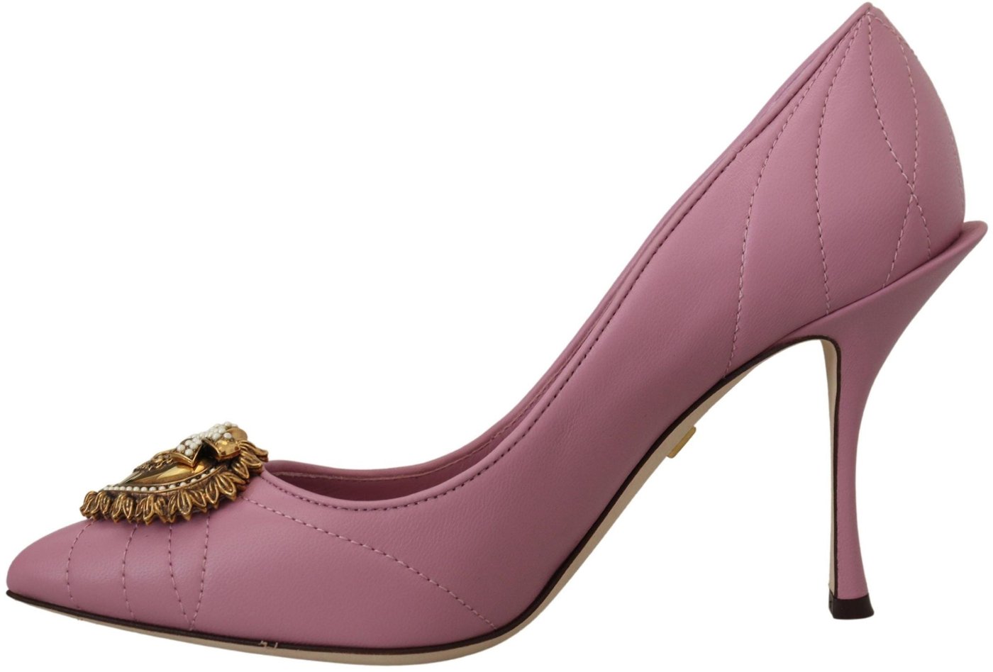 Dolce & Gabbana Pink Leather Heart DEVOTION Heels Pumps Shoes