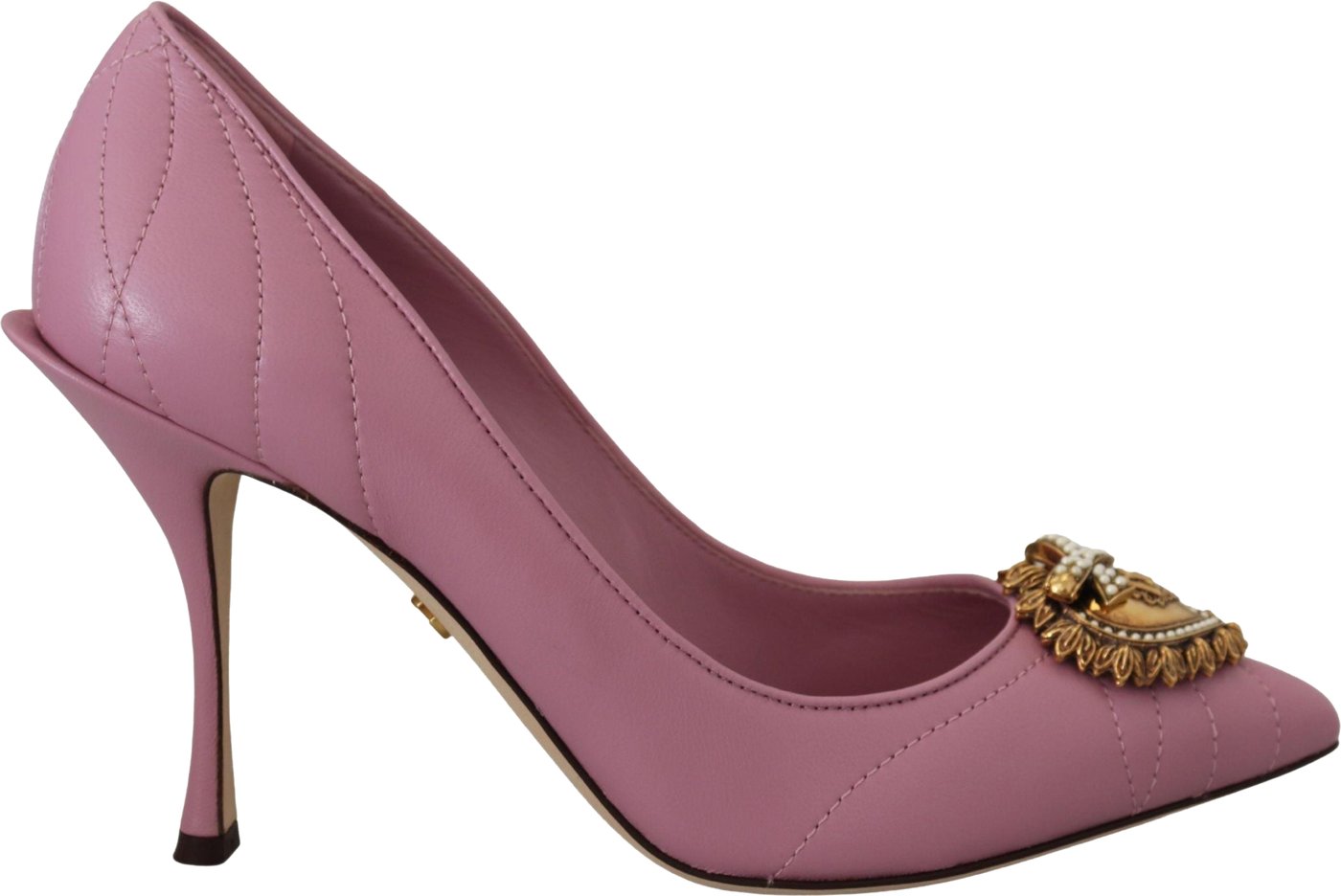 Dolce & Gabbana Pink Leather Heart DEVOTION Heels Pumps Shoes