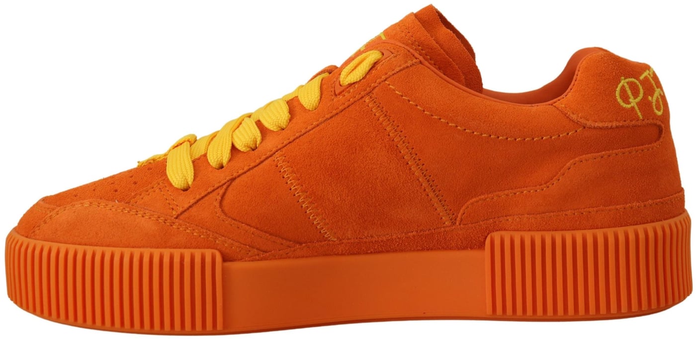 Dolce & Gabbana Orange Leather P.j. Tucker Sneakers Shoes