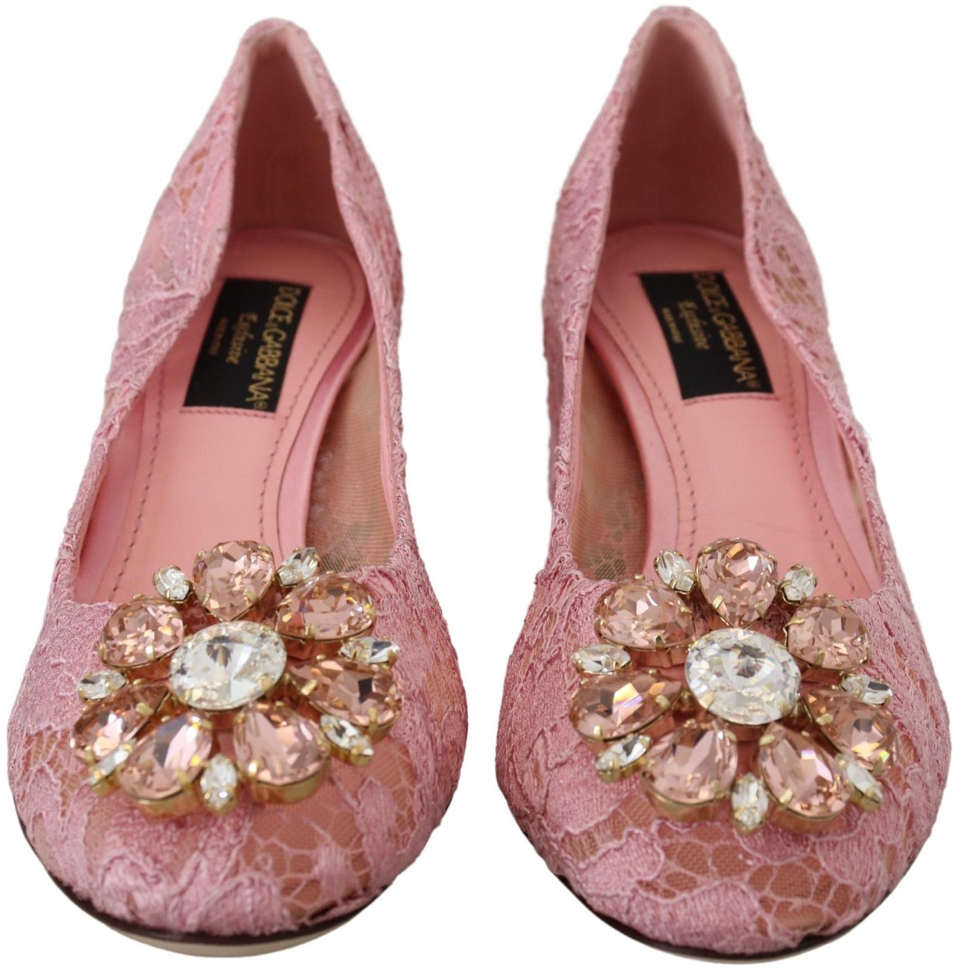 Dolce & Gabbana Pink Taormina Lace Crystal Pumps Pastel Shoes