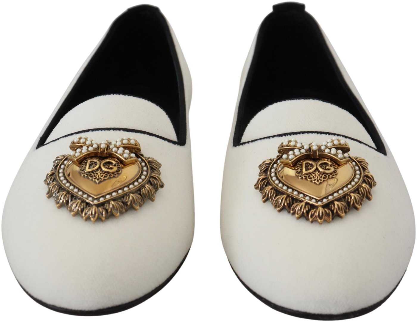Dolce & Gabbana White Velvet Slip Ons Loafers Flats Shoes