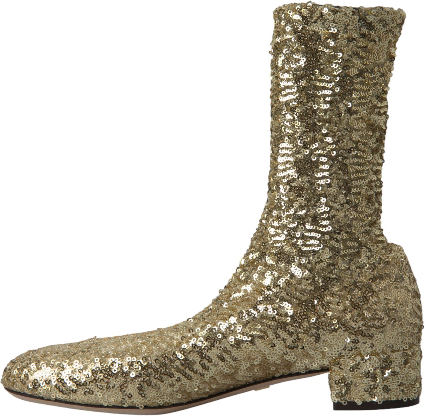 Dolce & Gabbana Gold Sequined Short Boots Stretch Shoes