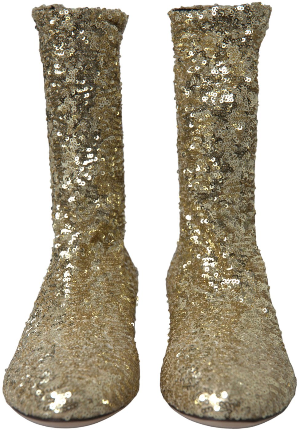 Dolce & Gabbana Gold Sequined Short Boots Stretch Shoes