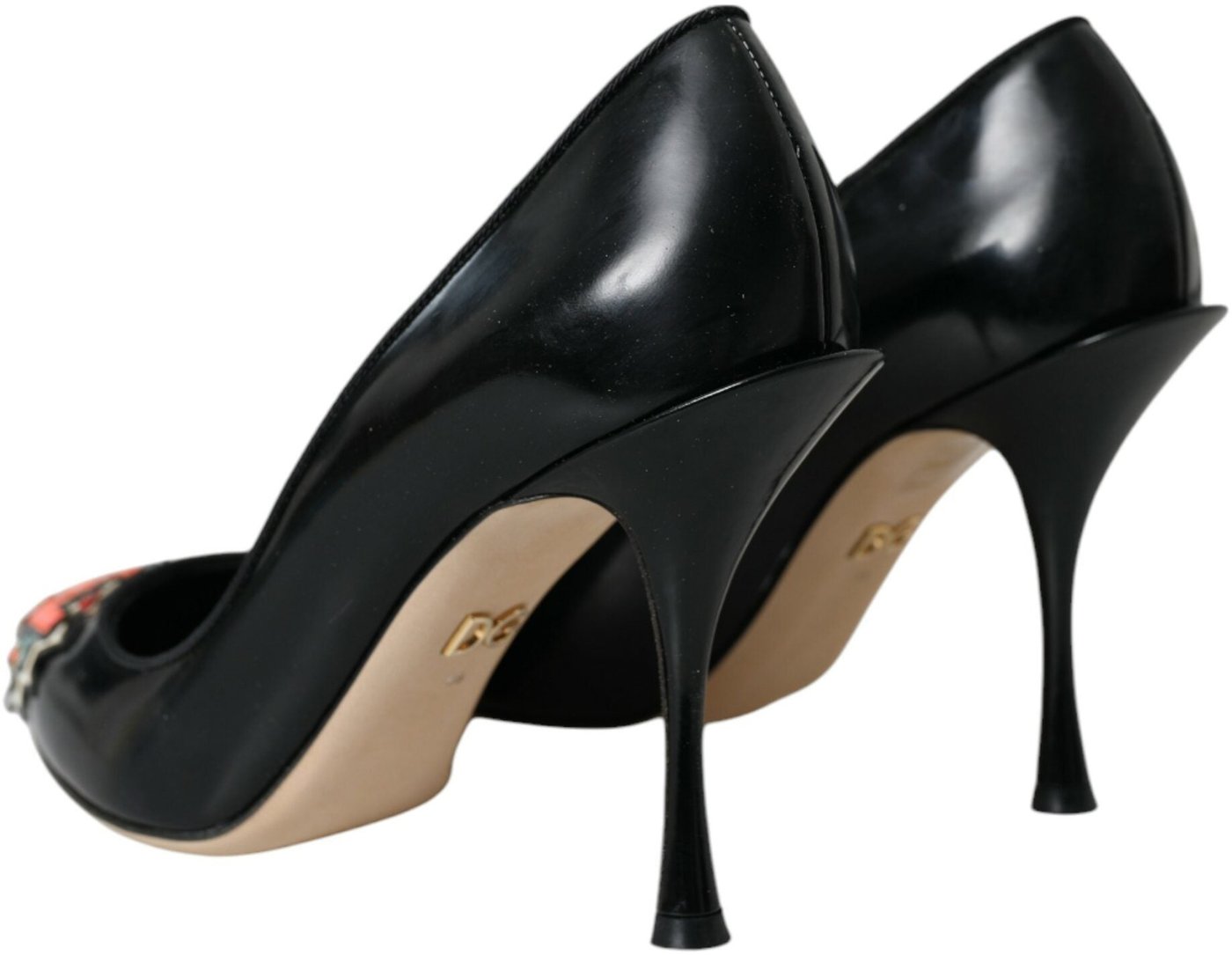 Dolce & Gabbana Black Leather WOW Patch Heels Pumps Shoes