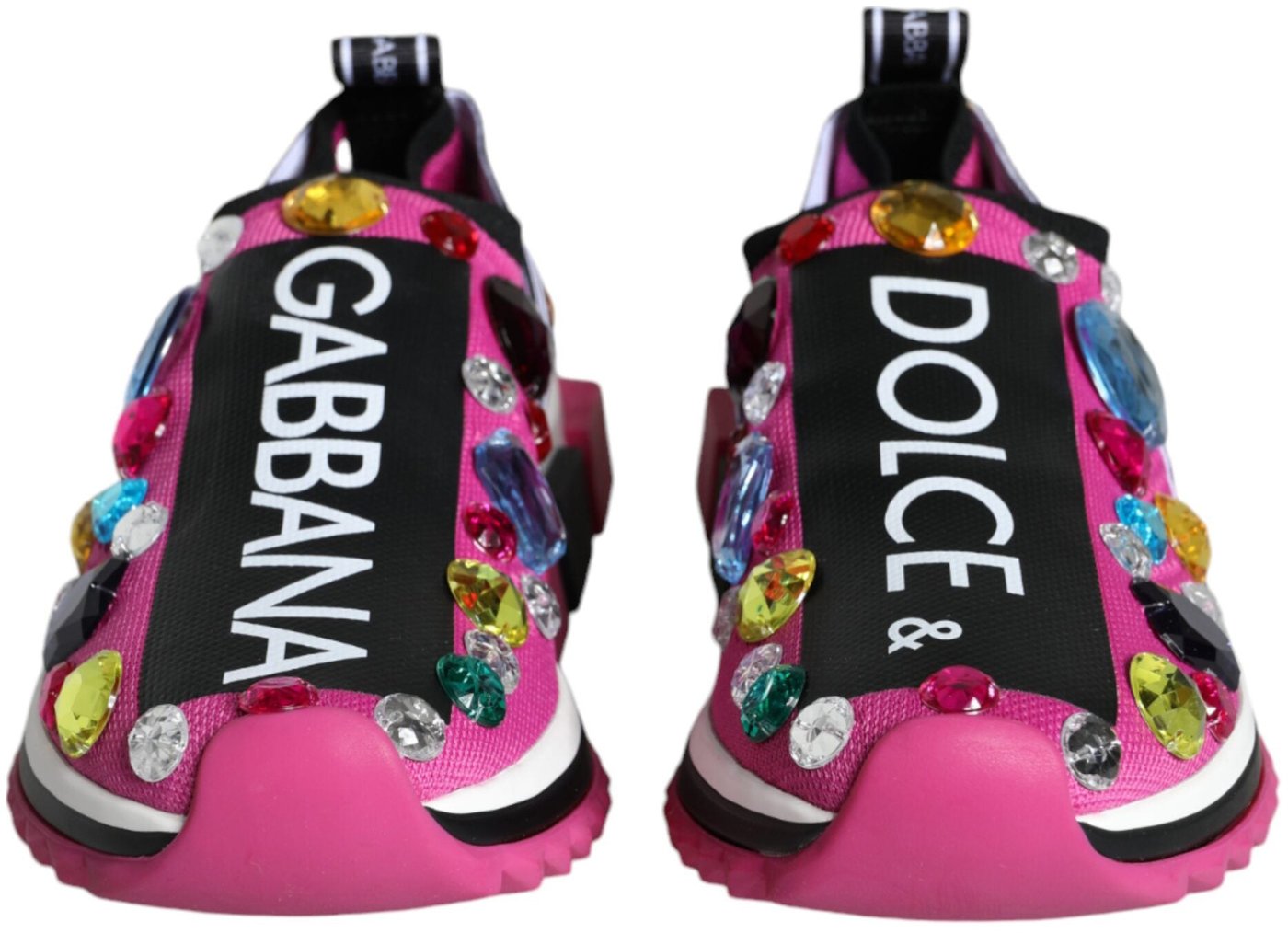 Dolce & Gabbana Pink Sorrento Crystals Low Top Sneakers Shoes