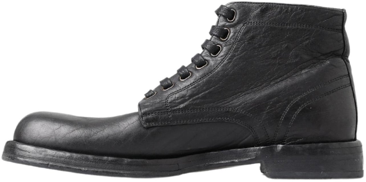 Dolce & Gabbana Black Horse Leather Perugino Boots