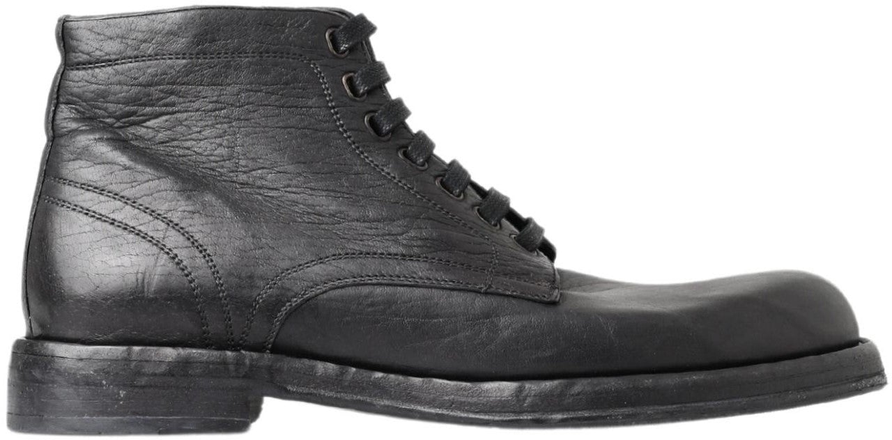 Dolce & Gabbana Black Horse Leather Perugino Boots