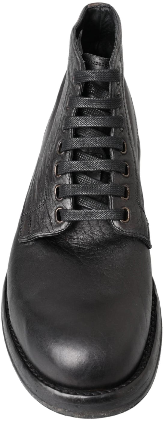 Dolce & Gabbana Black Horse Leather Perugino Boots