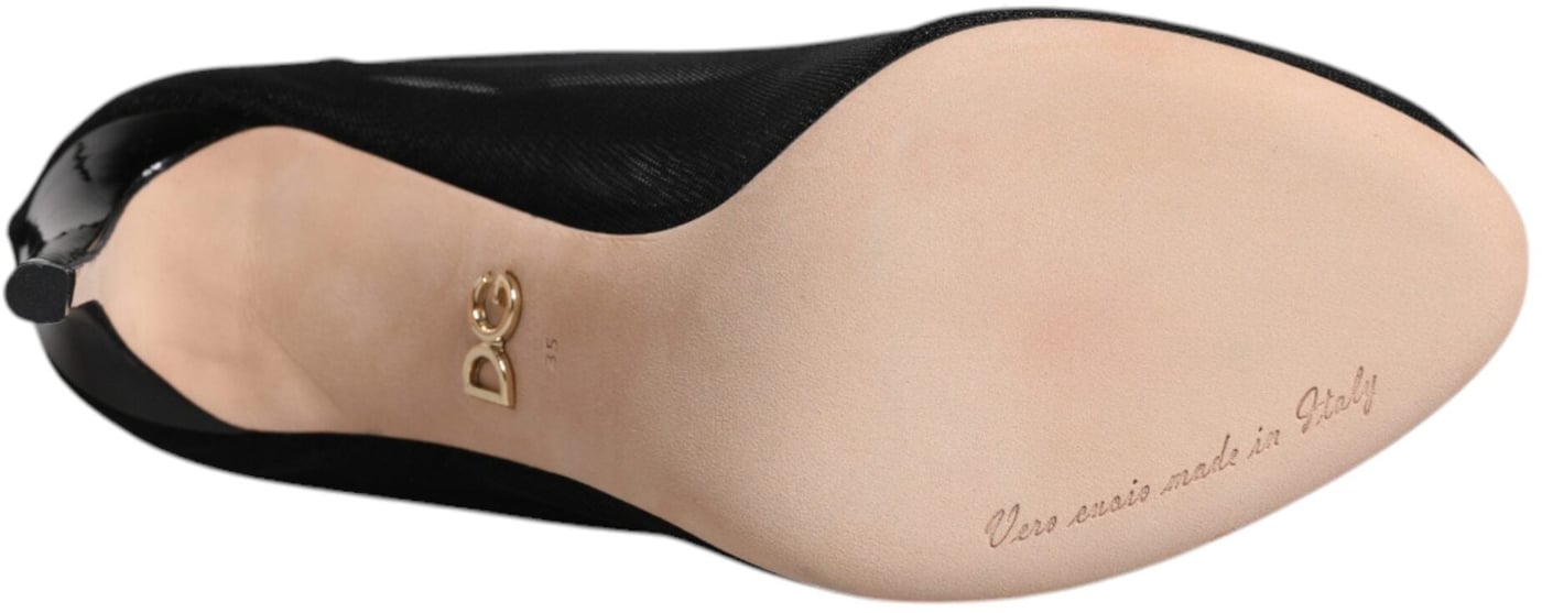 Dolce & Gabbana Black Nylon Mesh Sock Style Boots Shoes