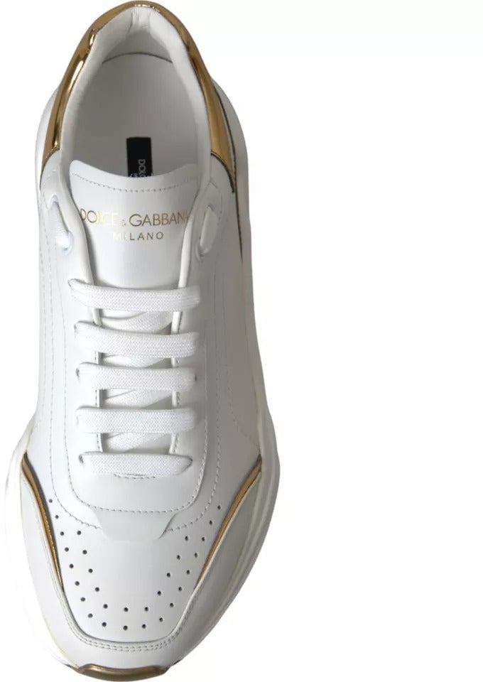 Dolce & Gabbana White Gold DAYMASTER Leather Sneakers Men Shoes