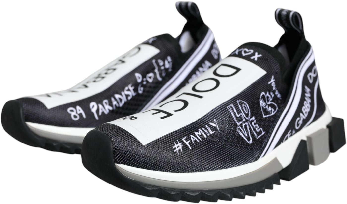 Dolce & Gabbana Black White Sorrento Low Top Sneakers Shoes