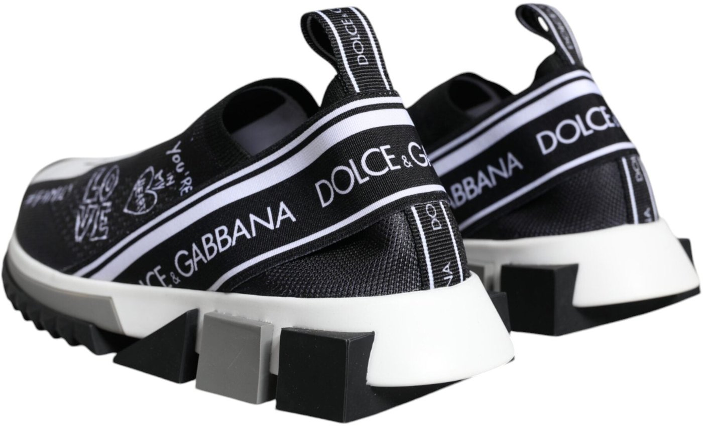 Dolce & Gabbana Black White Sorrento Low Top Sneakers Shoes