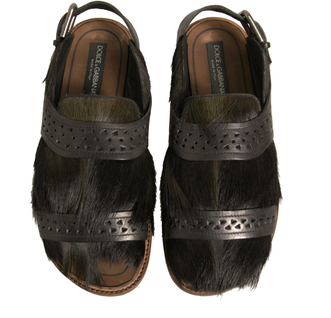 Dolce & Gabbana Green Gazelle Hair Leather Flats Sandals Shoes