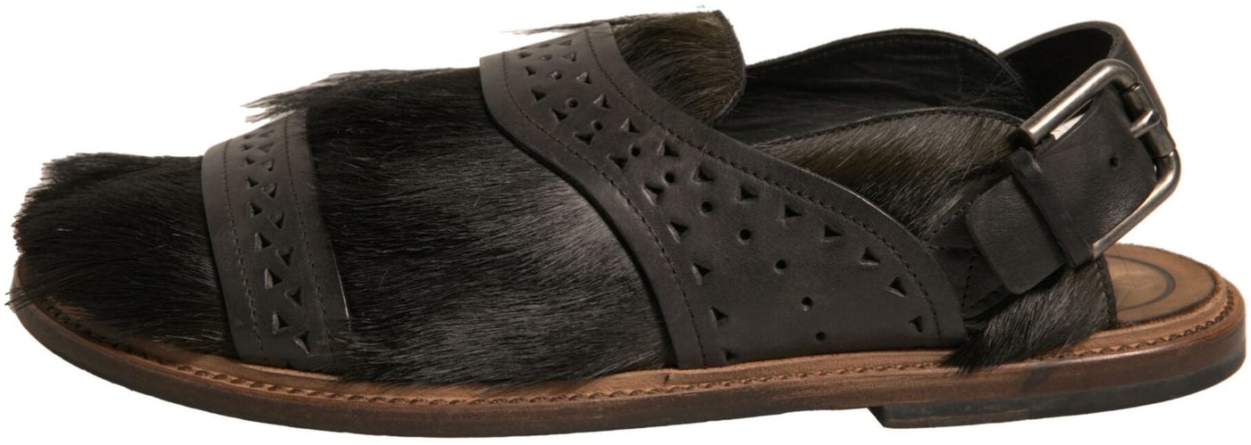 Dolce & Gabbana Green Gazelle Hair Leather Flats Sandals Shoes
