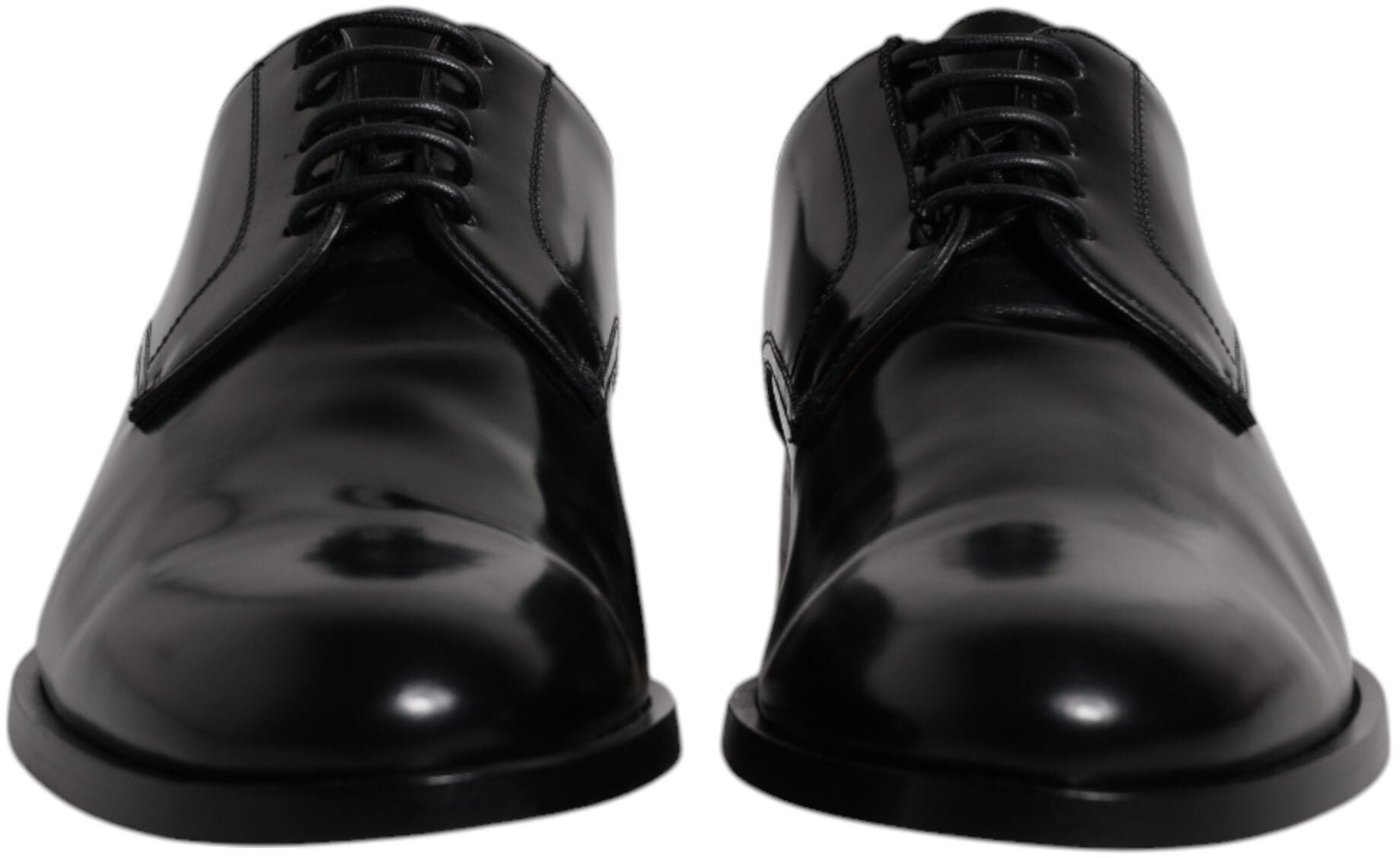 Dolce & Gabbana Black Calfskin Leather Derby Lace Up Formal Dress Shoes
